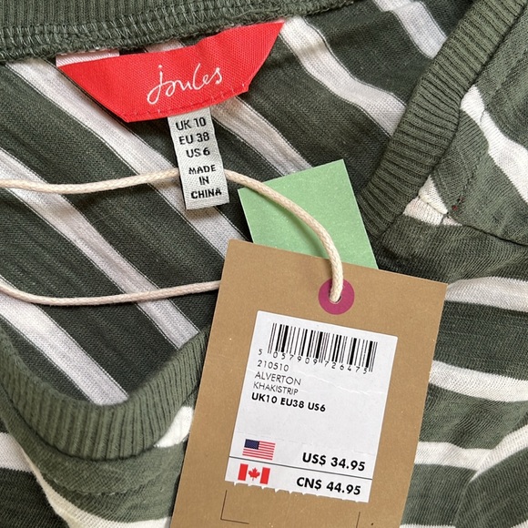 NWT Joules 6 Green White Striped T-shirt - Picture 6 of 7
